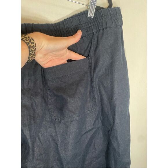 Talbots Plus WASHED LINEN WIDE LEG PANTS in Black size 3X NWT - Picture 6 of 10